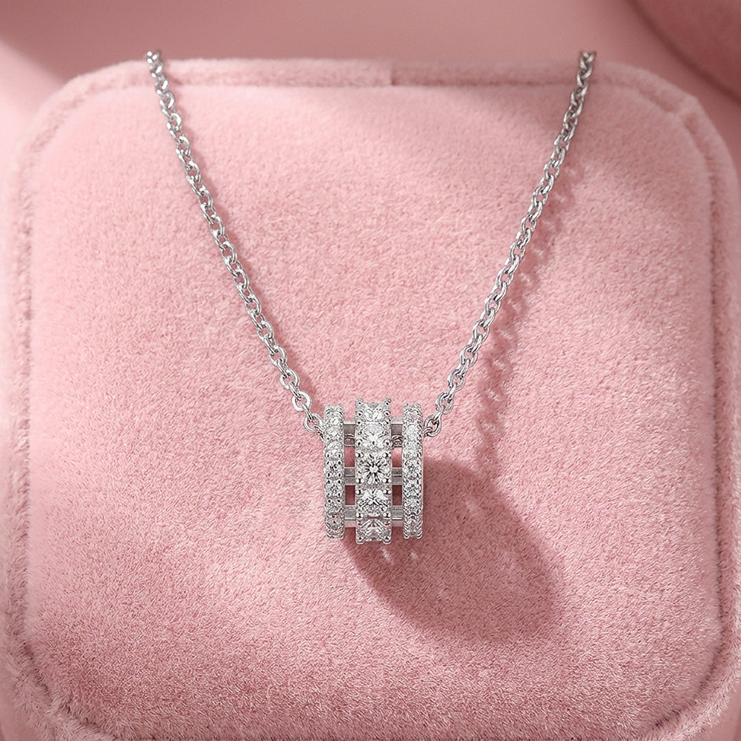 Triple-Row Pavé Cylinder Pendant Necklace | PRM2013