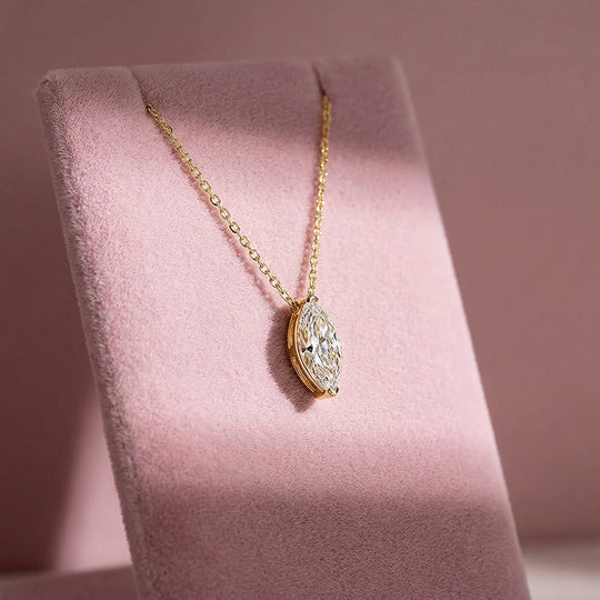 Marquise Cut Moissanite Solitaire Pendant Necklace | PRM2016