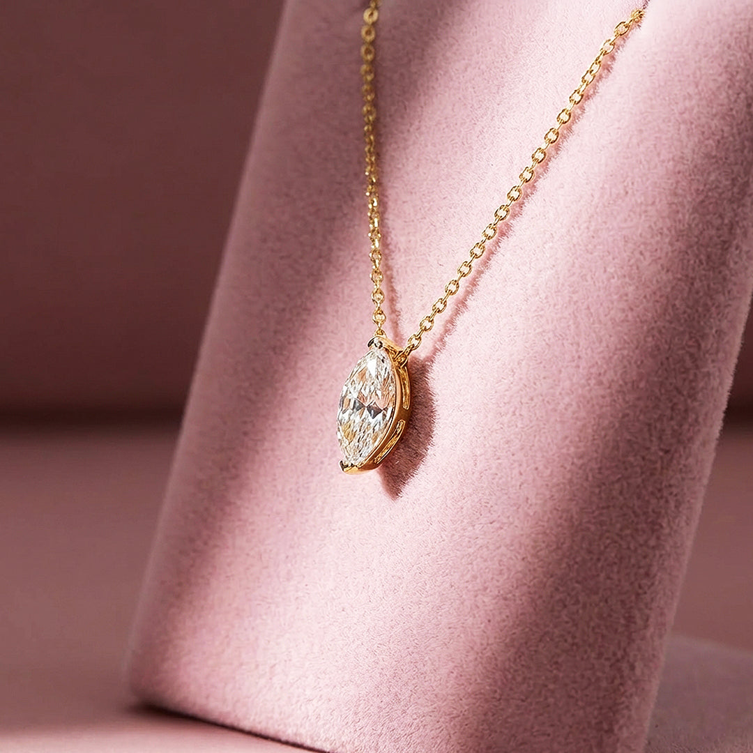 Marquise Cut Moissanite Solitaire Pendant Necklace | PRM2016