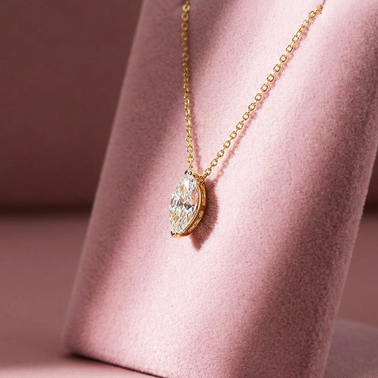 Marquise Cut Moissanite Solitaire Pendant Necklace | PRM2016
