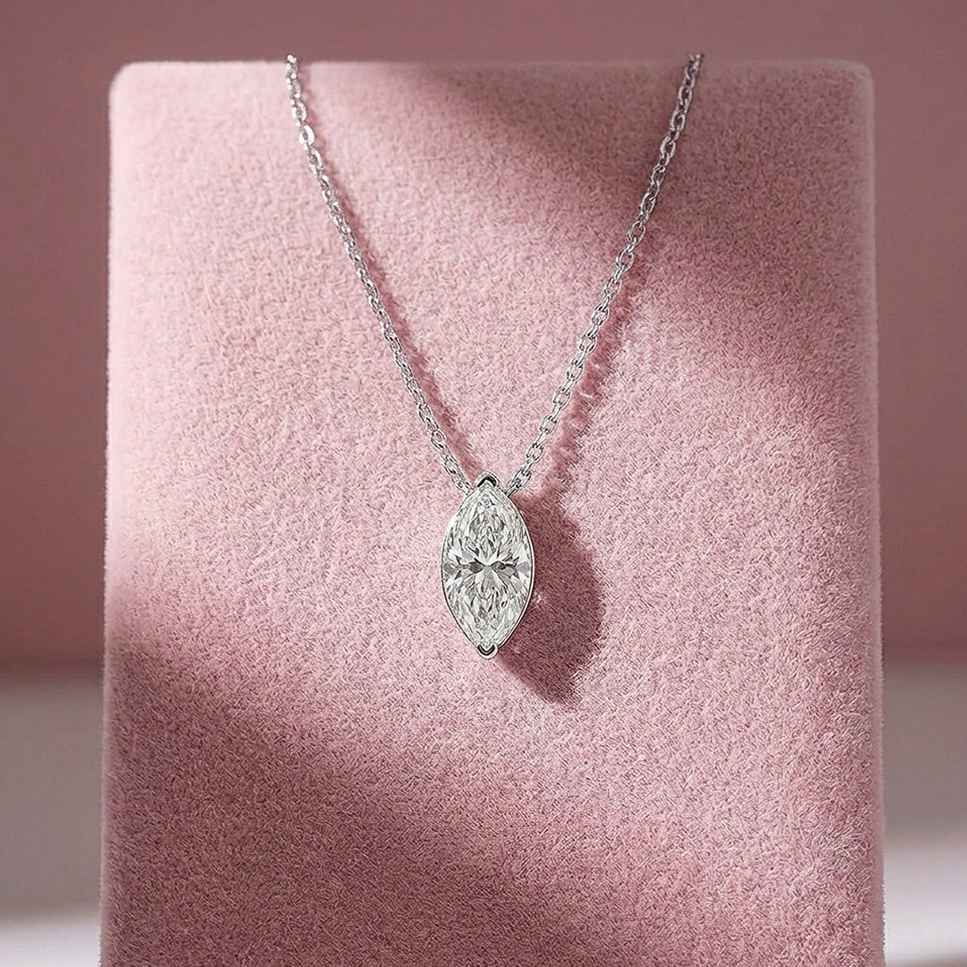 Marquise Cut Moissanite Solitaire Pendant Necklace | PRM2016