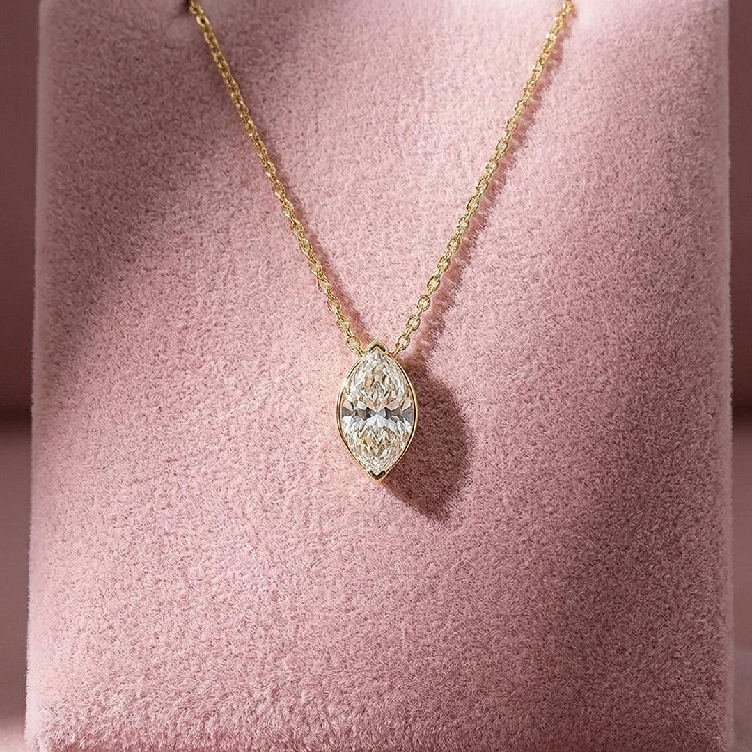 Marquise Cut Moissanite Solitaire Pendant Necklace | PRM2016