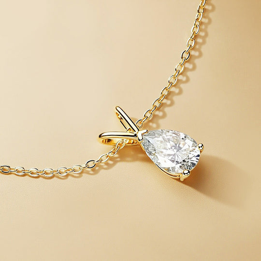 Pear Cut Solitaire Necklace | 1.00ct | Moissanite | 925 Sterling Silver | Prm2017 - Ring | Singapore Jewellery, Wedding Rings &amp; Gifts | Same Day Delivery | Tiara.com.sg