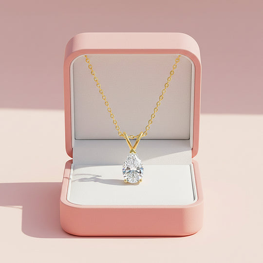Pear Cut Solitaire Necklace | 1.00ct | Moissanite | 925 Sterling Silver | Prm2017 - Ring | Singapore Jewellery, Wedding Rings &amp; Gifts | Same Day Delivery | Tiara.com.sg