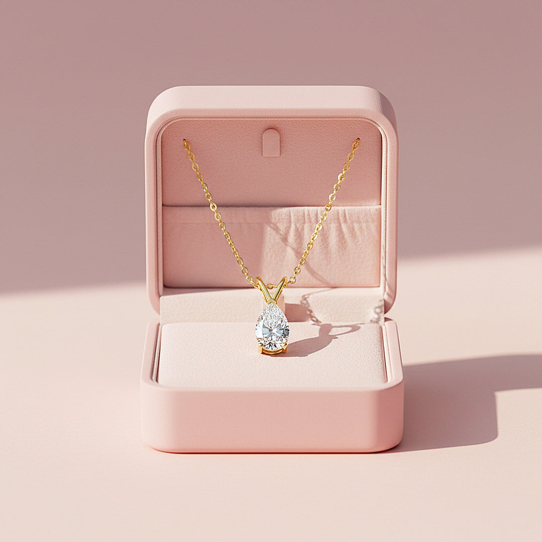 Pear Cut Solitaire Necklace | 1.00ct | Moissanite | 925 Sterling Silver | Prm2017 - Ring | Singapore Jewellery, Wedding Rings &amp; Gifts | Same Day Delivery | Tiara.com.sg