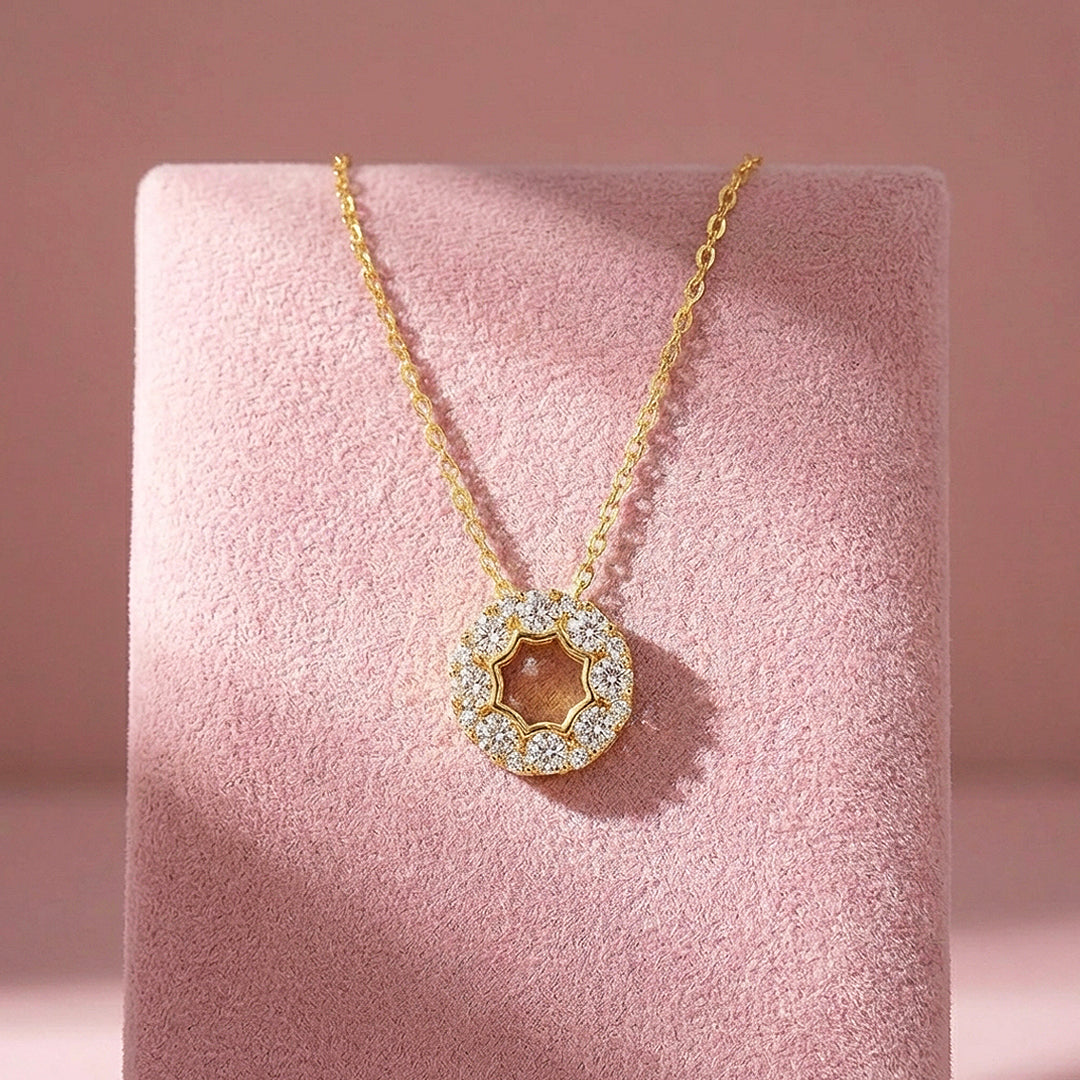 Open Circle Halo Moissanite Pendant Necklace | PRM2022