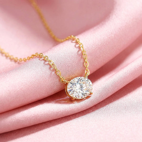 Oval Cut Moissanite Solitaire Pendant Necklace | PRM2025