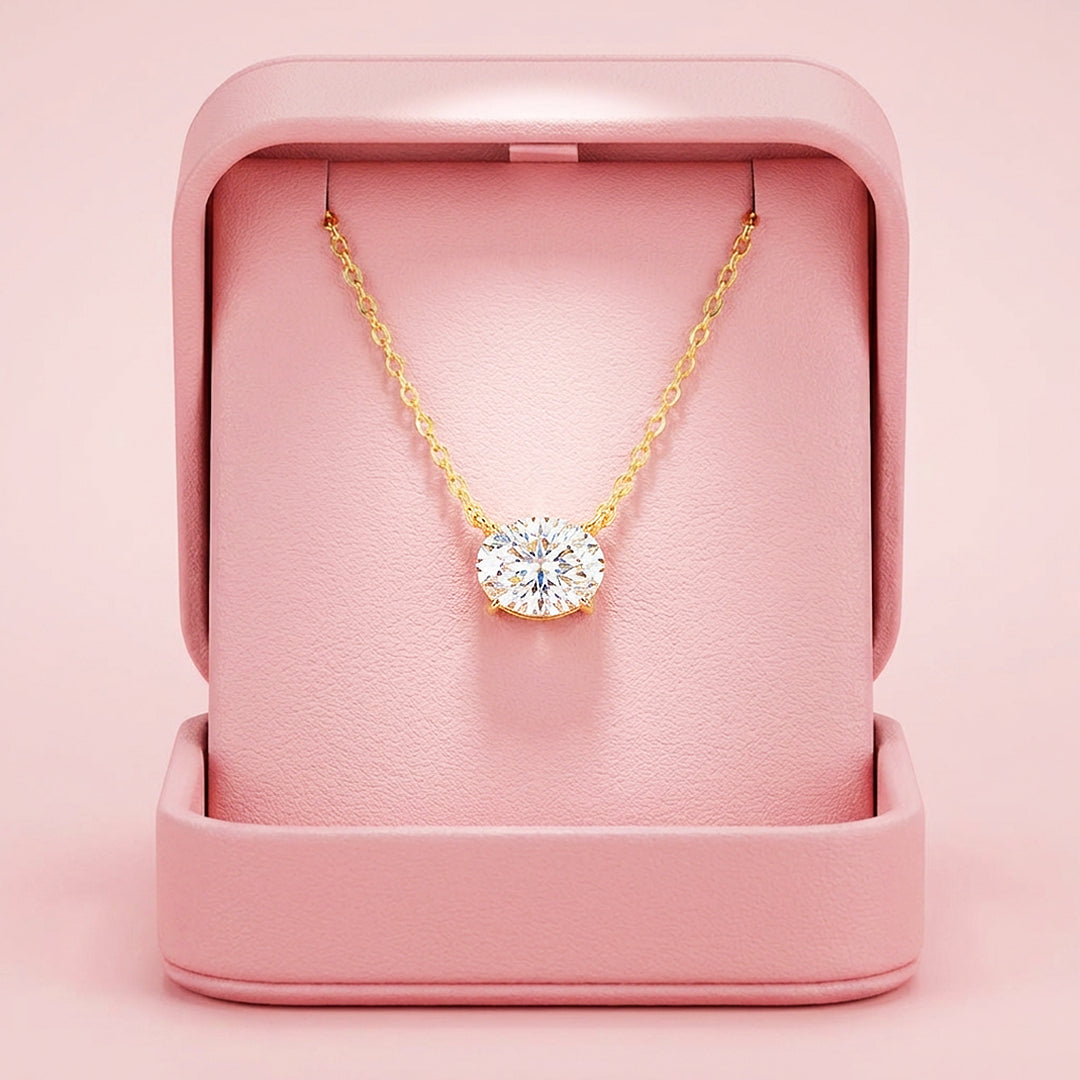 Oval Cut Moissanite Solitaire Pendant Necklace | PRM2025