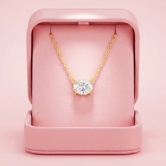 Oval Cut Moissanite Solitaire Pendant Necklace | PRM2025