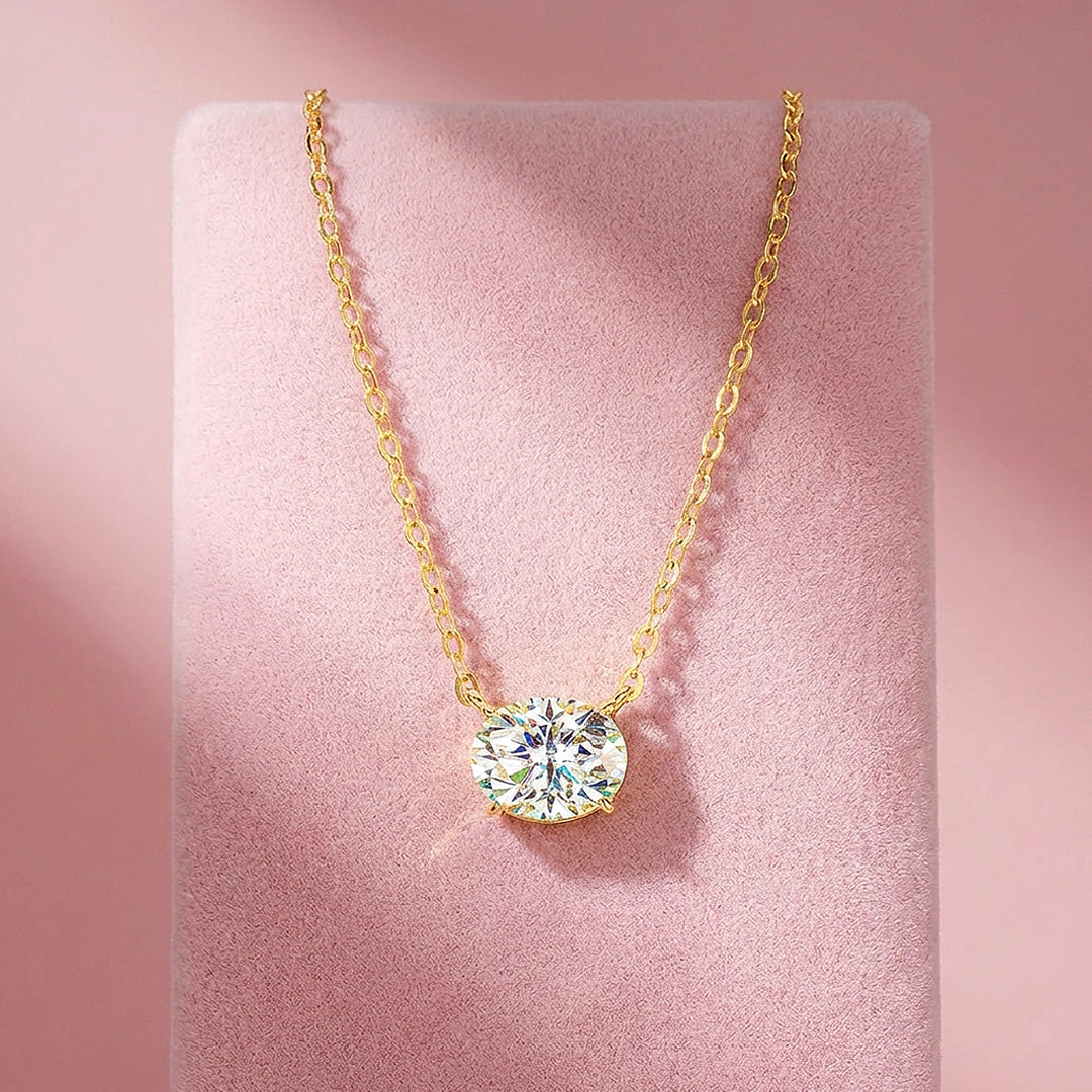 Oval Cut Moissanite Solitaire Pendant Necklace | PRM2025