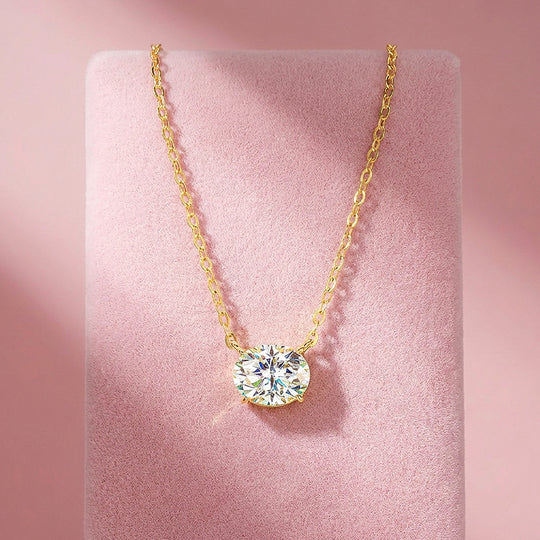 Oval Cut Moissanite Solitaire Pendant Necklace | PRM2025