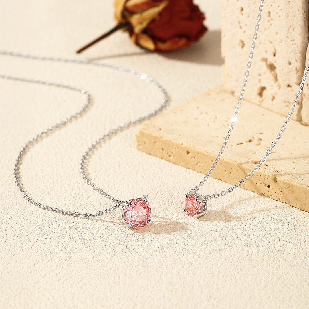 Solitaire Necklace | 925 Sterling Silver | Pink Rose-Cut | Prm2027 - Ring | Singapore Jewellery, Wedding Rings &amp; Gifts | Same Day Delivery | Tiara.com.sg