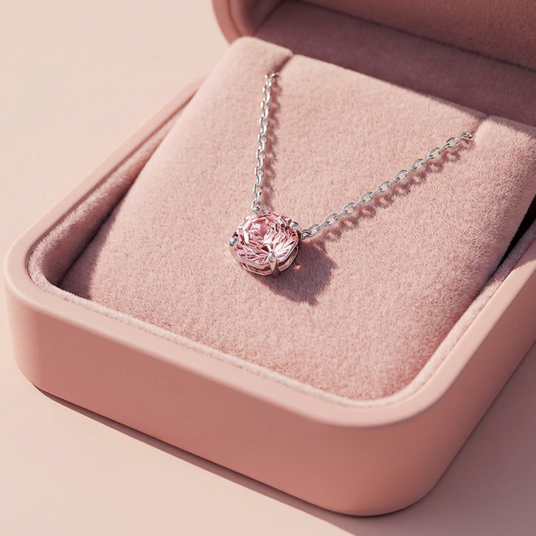 Solitaire Necklace | 925 Sterling Silver | Pink Rose-Cut | Prm2027 - Ring | Singapore Jewellery, Wedding Rings &amp; Gifts | Same Day Delivery | Tiara.com.sg