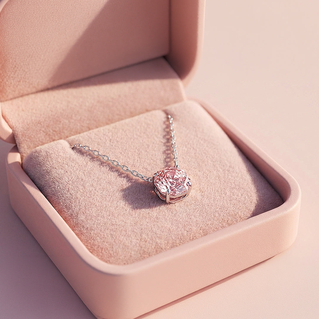 Solitaire Necklace | 925 Sterling Silver | Pink Rose-Cut | Prm2027 - Ring | Singapore Jewellery, Wedding Rings &amp; Gifts | Same Day Delivery | Tiara.com.sg
