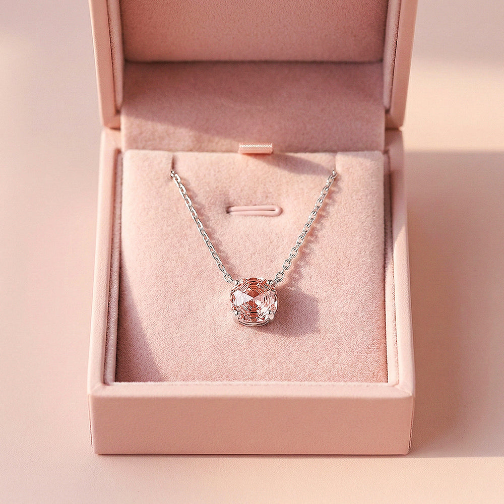 Solitaire Necklace | 925 Sterling Silver | Pink Rose-Cut | Prm2027 - Ring | Singapore Jewellery, Wedding Rings & Gifts | Same Day Delivery | Tiara.com.sg