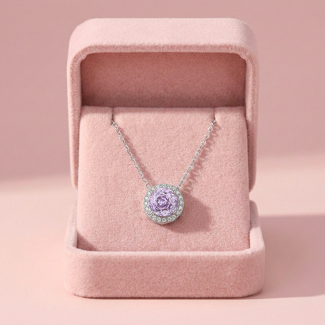 Round Halo Necklace | 925 Sterling Silver | Purple | Prm2032 - Ring | Singapore Jewellery, Wedding Rings & Gifts | Same Day Delivery | Tiara.com.sg