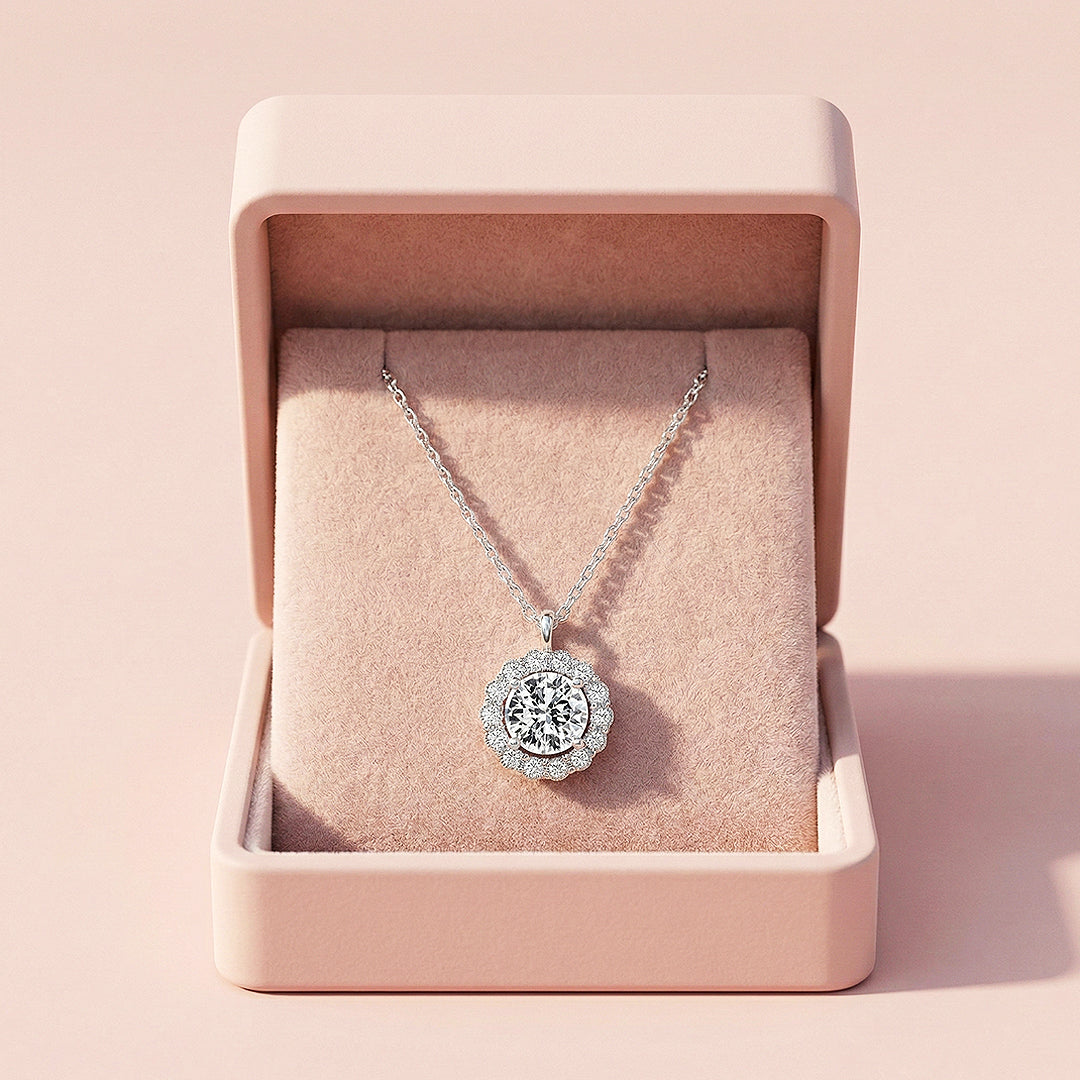 Halo Necklace | 925 Sterling Silver | Cubic Zirconia | Prm2035 - Ring | Singapore Jewellery, Wedding Rings &amp; Gifts | Same Day Delivery | Tiara.com.sg