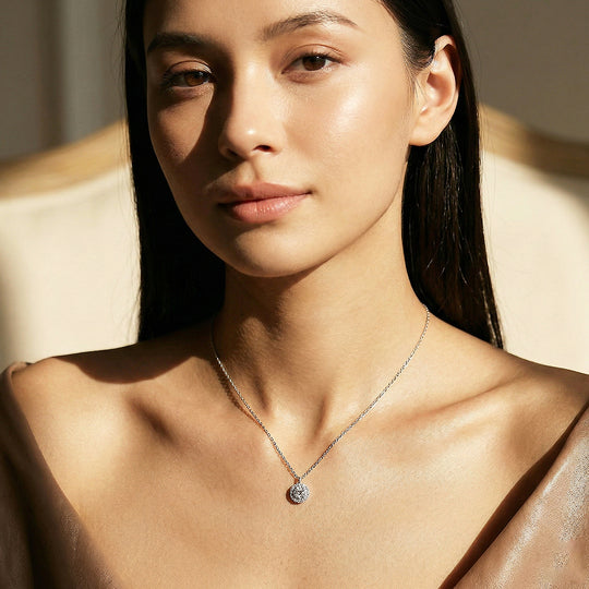 Halo Necklace | 925 Sterling Silver | Cubic Zirconia | Prm2035 - Ring | Singapore Jewellery, Wedding Rings &amp; Gifts | Same Day Delivery | Tiara.com.sg