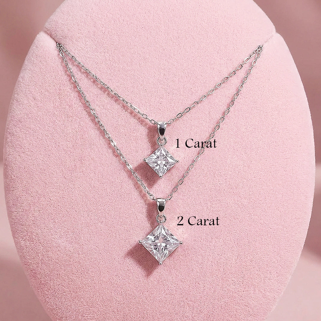 Princess Cut Moissanite Solitaire Pendant Necklace | PRM2037