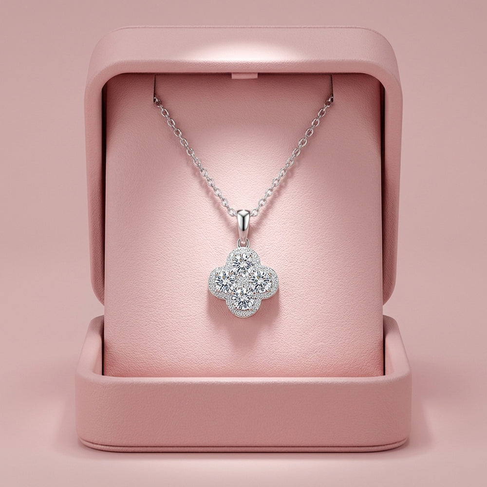 Clover Cluster Moissanite Pendant Necklace | PRM2040