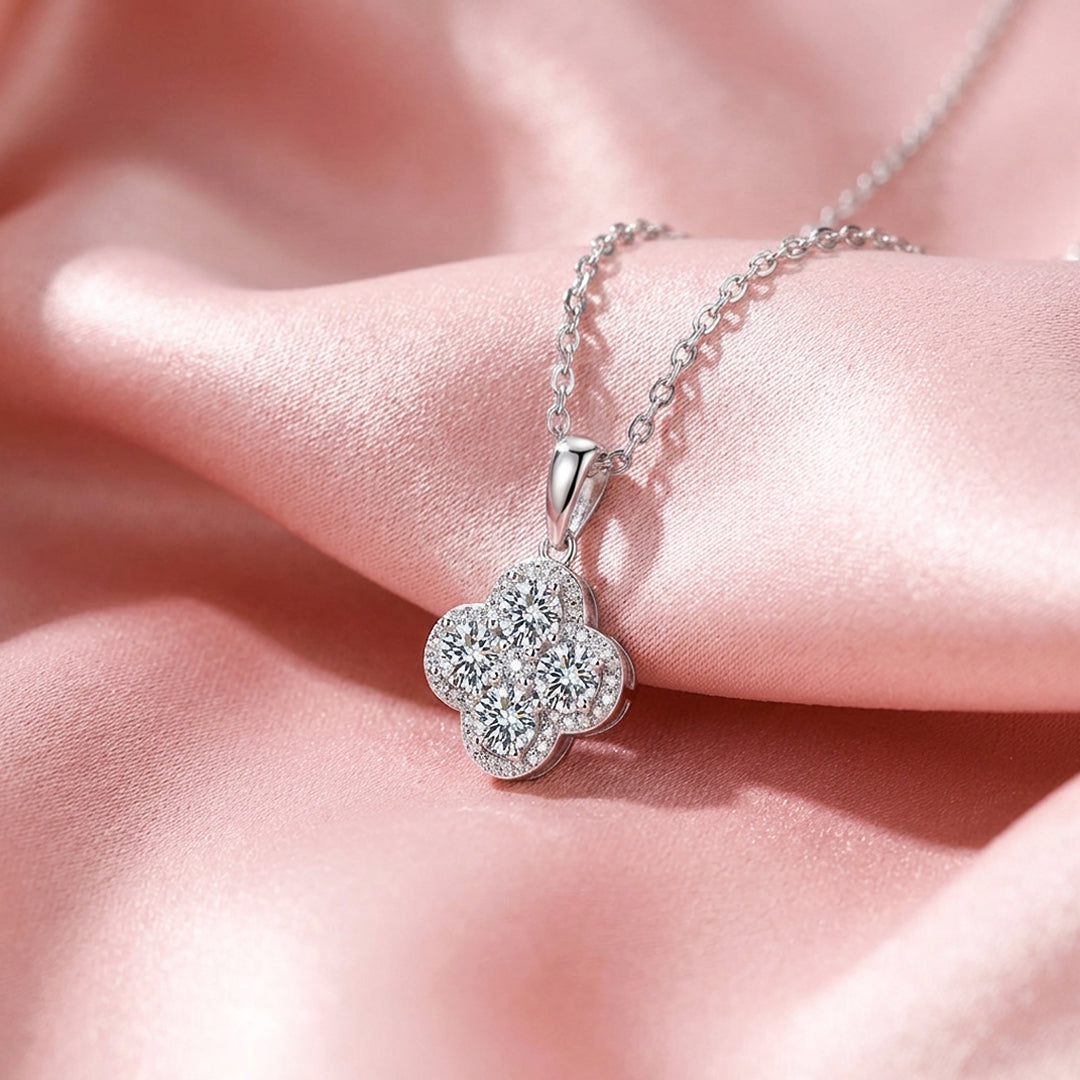Clover Cluster Moissanite Pendant Necklace | PRM2040