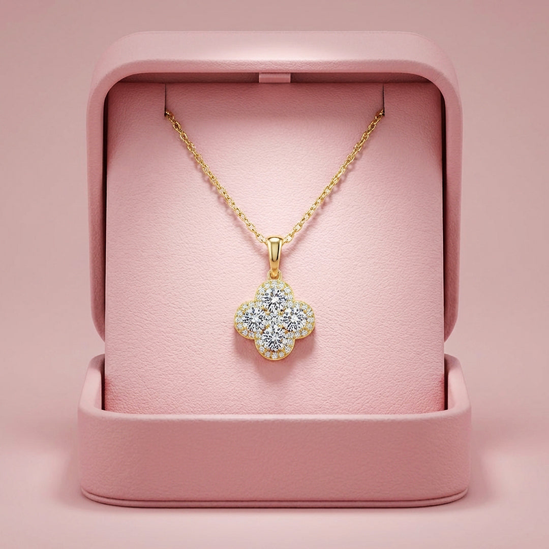 Clover Cluster Moissanite Pendant Necklace | PRM2040