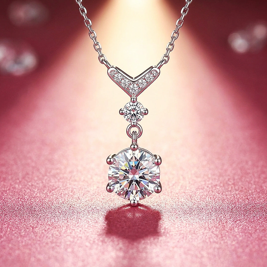 V-Bar Drop Moissanite Pendant Necklace | PRM2047