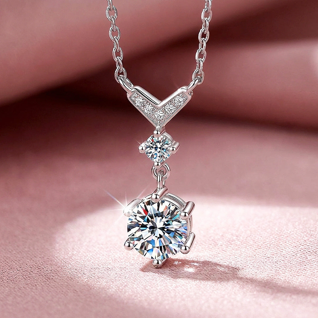 V-Bar Drop Moissanite Pendant Necklace | PRM2047