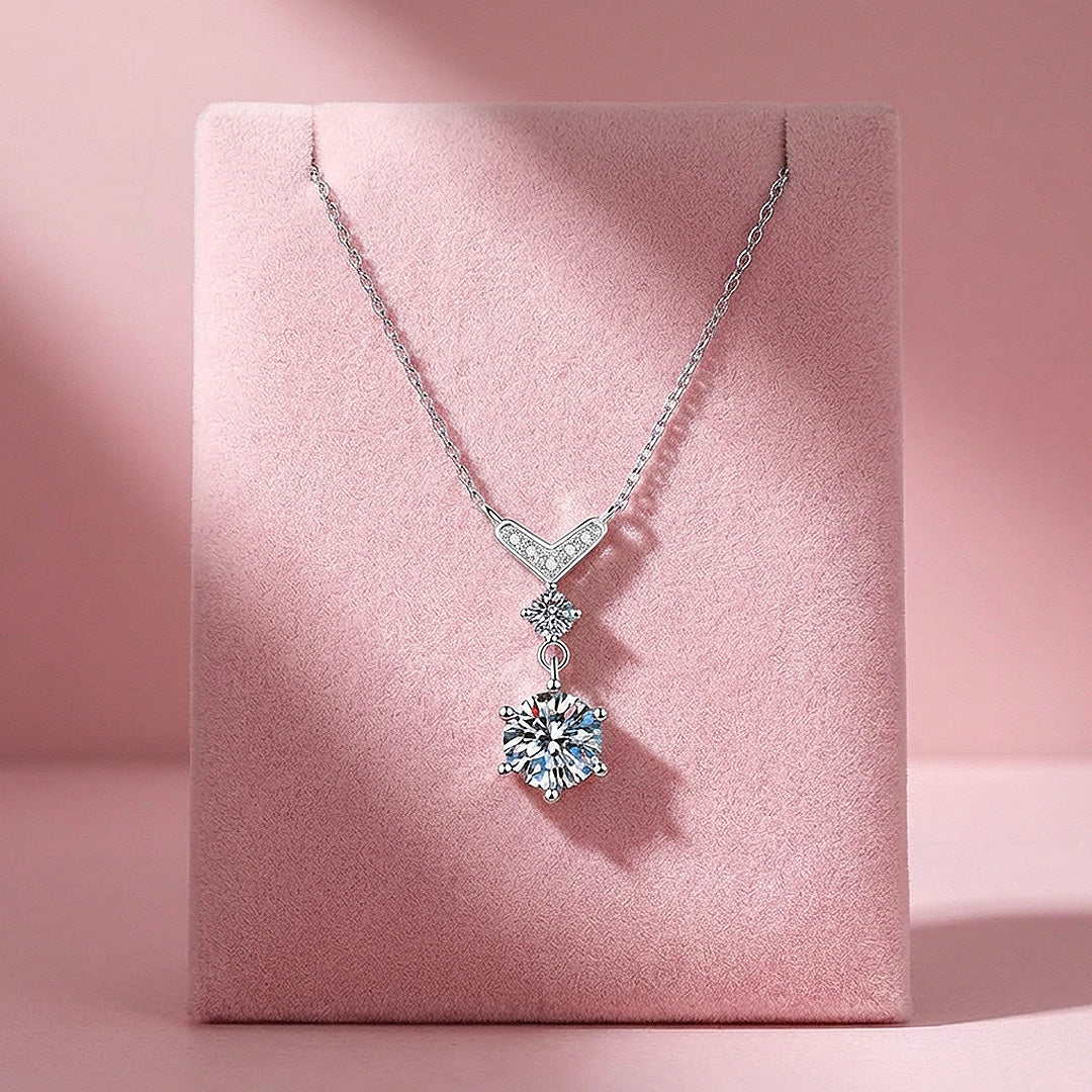 V-Bar Drop Moissanite Pendant Necklace | PRM2047