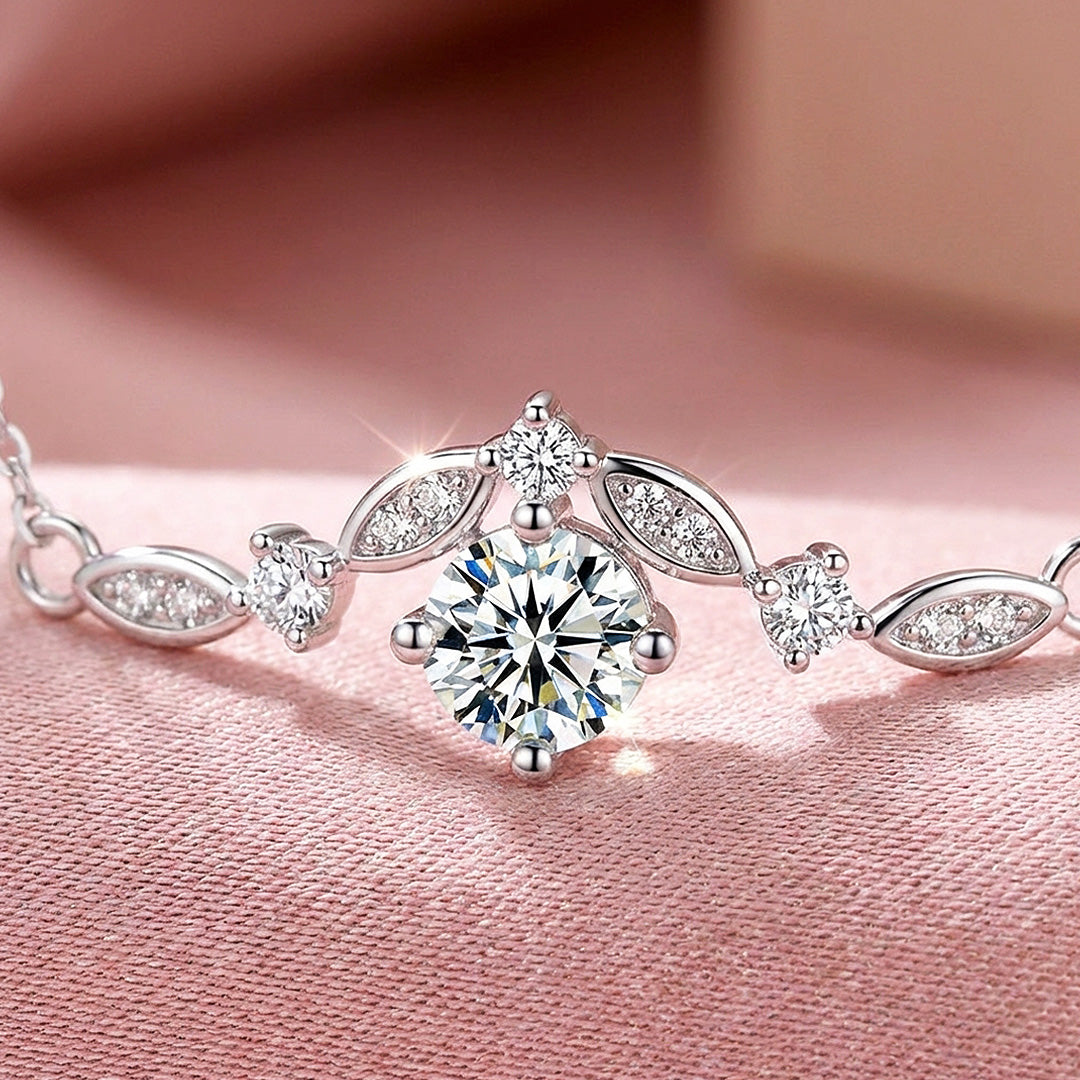 Leaf Vine Drop Moissanite Pendant Necklace | PRM2050
