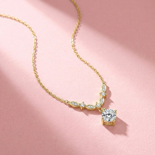 Leaf Vine Drop Moissanite Pendant Necklace | PRM2050