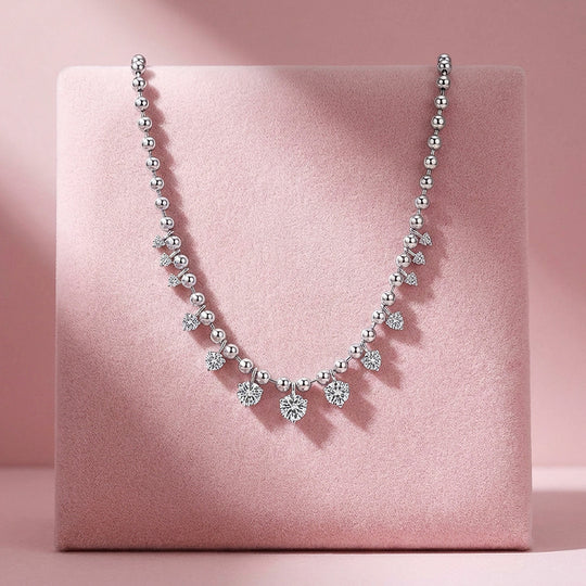 Graduated Moissanite Ball Chain Necklace | PRM2051