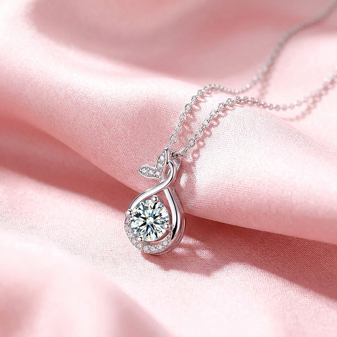 Infinity Fishtail Moissanite Pendant Necklace | PRM2052