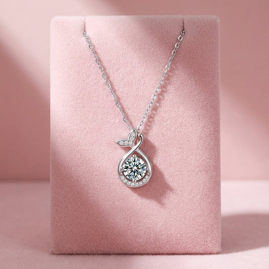 Infinity Fishtail Moissanite Pendant Necklace | PRM2052