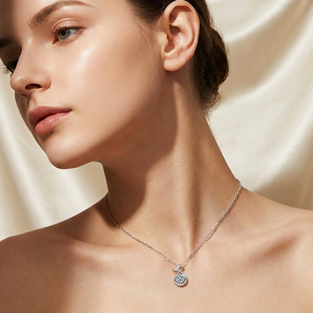 Infinity Fishtail Moissanite Pendant Necklace | PRM2052