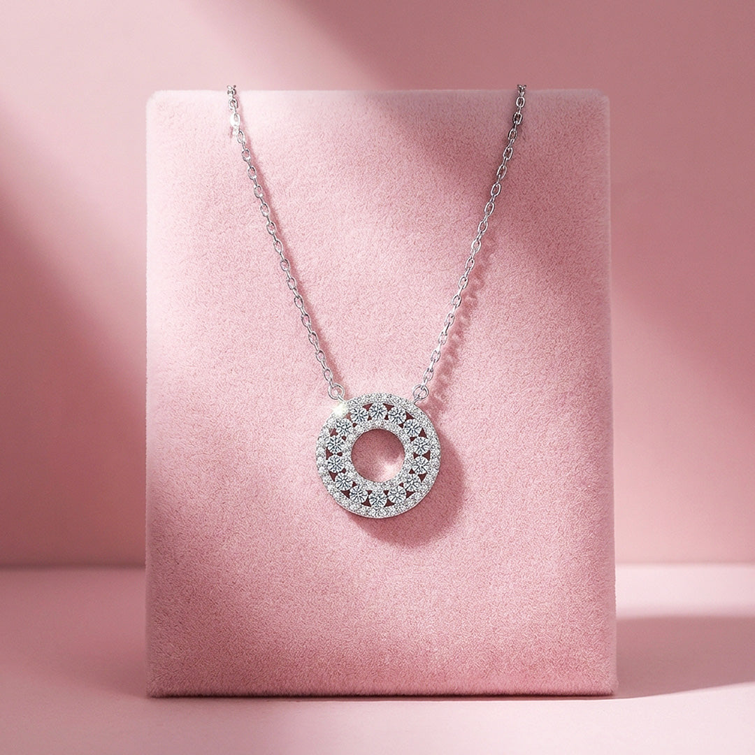 Open Circle Cluster Moissanite Pendant Necklace | PRM2053