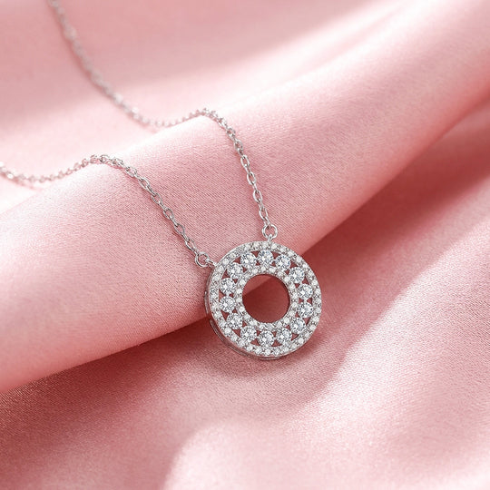 Open Circle Cluster Moissanite Pendant Necklace | PRM2053