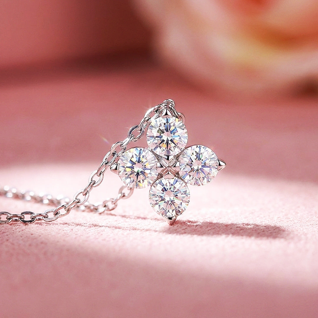 Four-Stone Clover Moissanite Necklace | PRM2057