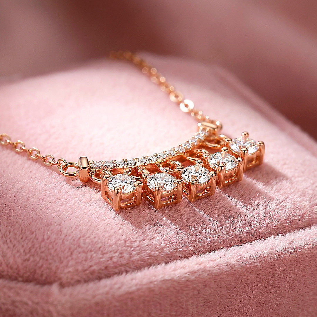 Pavé Bar Drop Moissanite Necklace | PRM2059