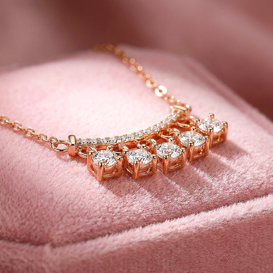 Pavé Bar Drop Moissanite Necklace | PRM2059