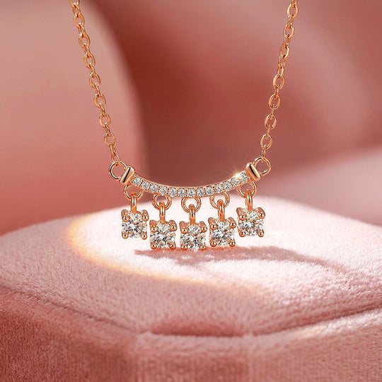 Pavé Bar Drop Moissanite Necklace | PRM2059