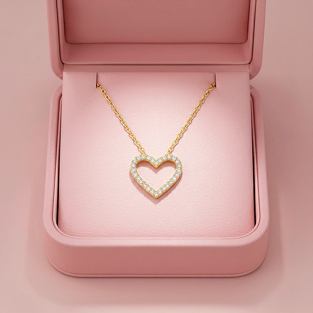Open Heart Moissanite Necklace | PRM2061