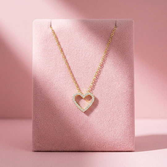 Open Heart Moissanite Necklace | PRM2061