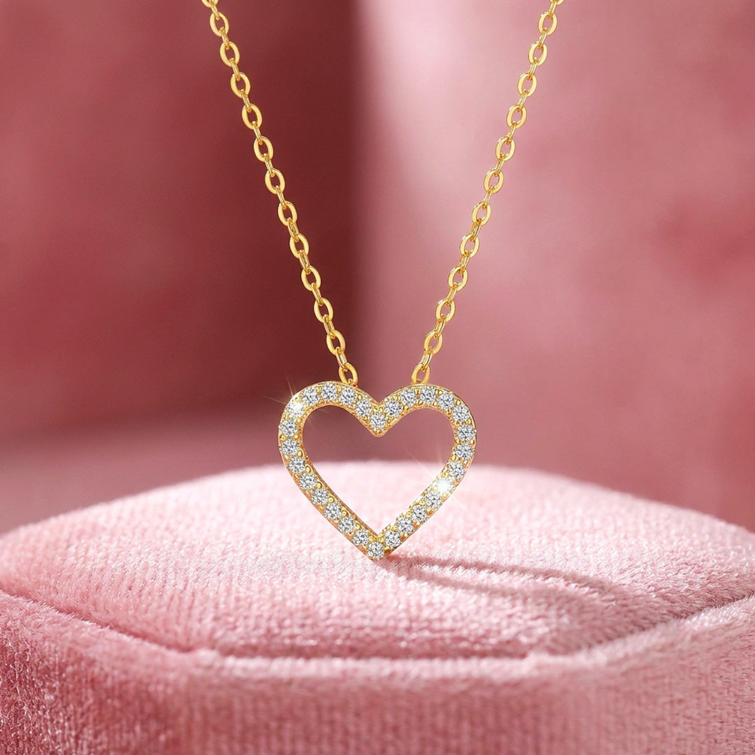 Open Heart Moissanite Necklace | PRM2061