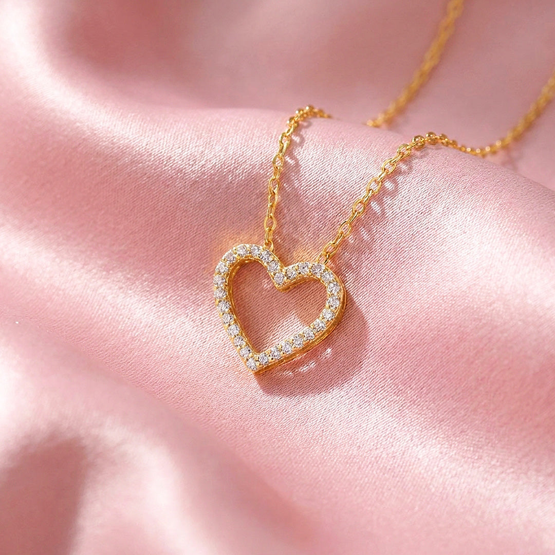 Open Heart Moissanite Necklace | PRM2061