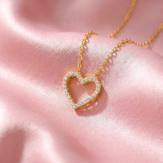Open Heart Moissanite Necklace | PRM2061