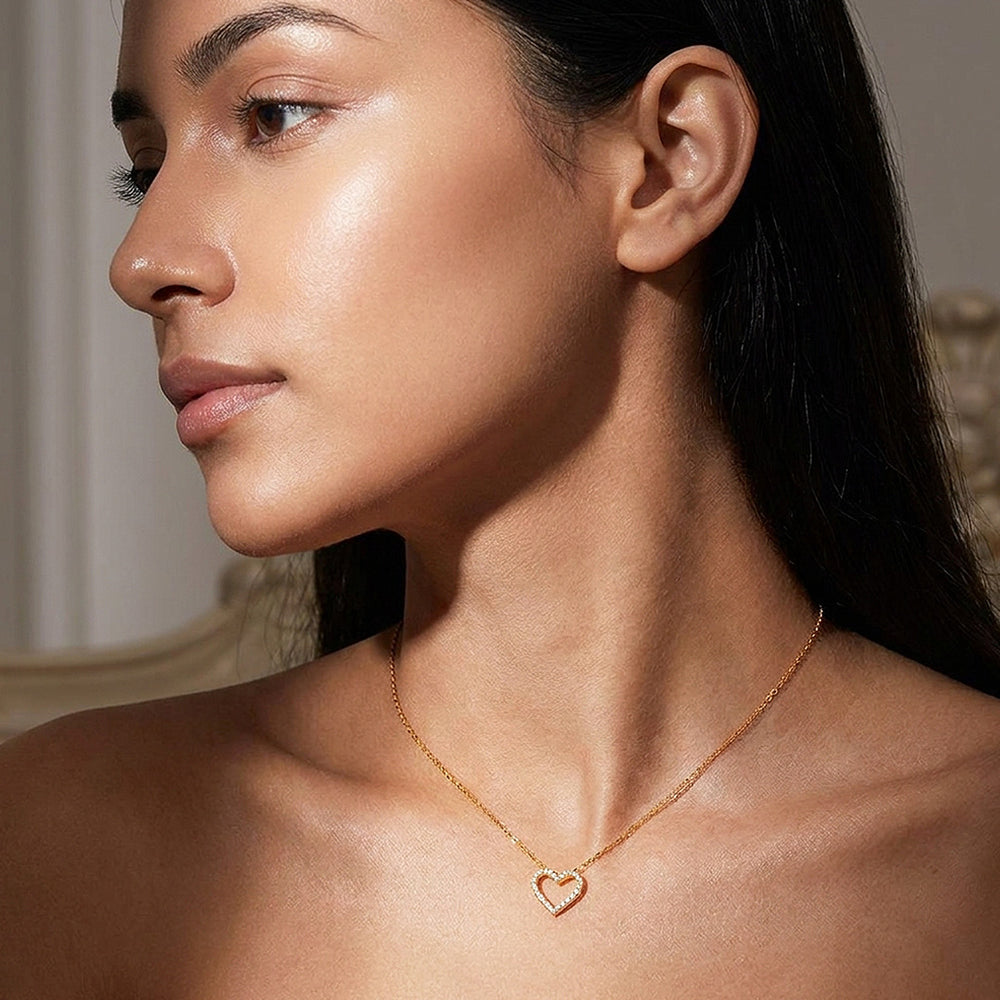 Open Heart Moissanite Necklace | PRM2061