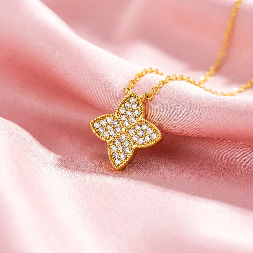 Fully Set Floral Moissanite Necklace | PRM2062