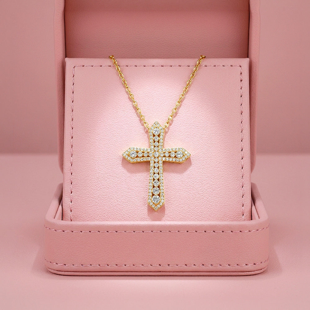Pavé Cross Moissanite Necklace | PRM2063
