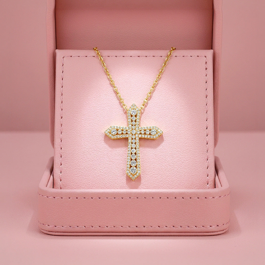 Pavé Cross Moissanite Necklace | PRM2063
